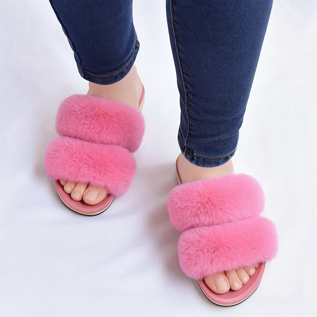 COFACE Women's Arch Support Fluffy Fur Sliders. - Gomix Brands Outlet